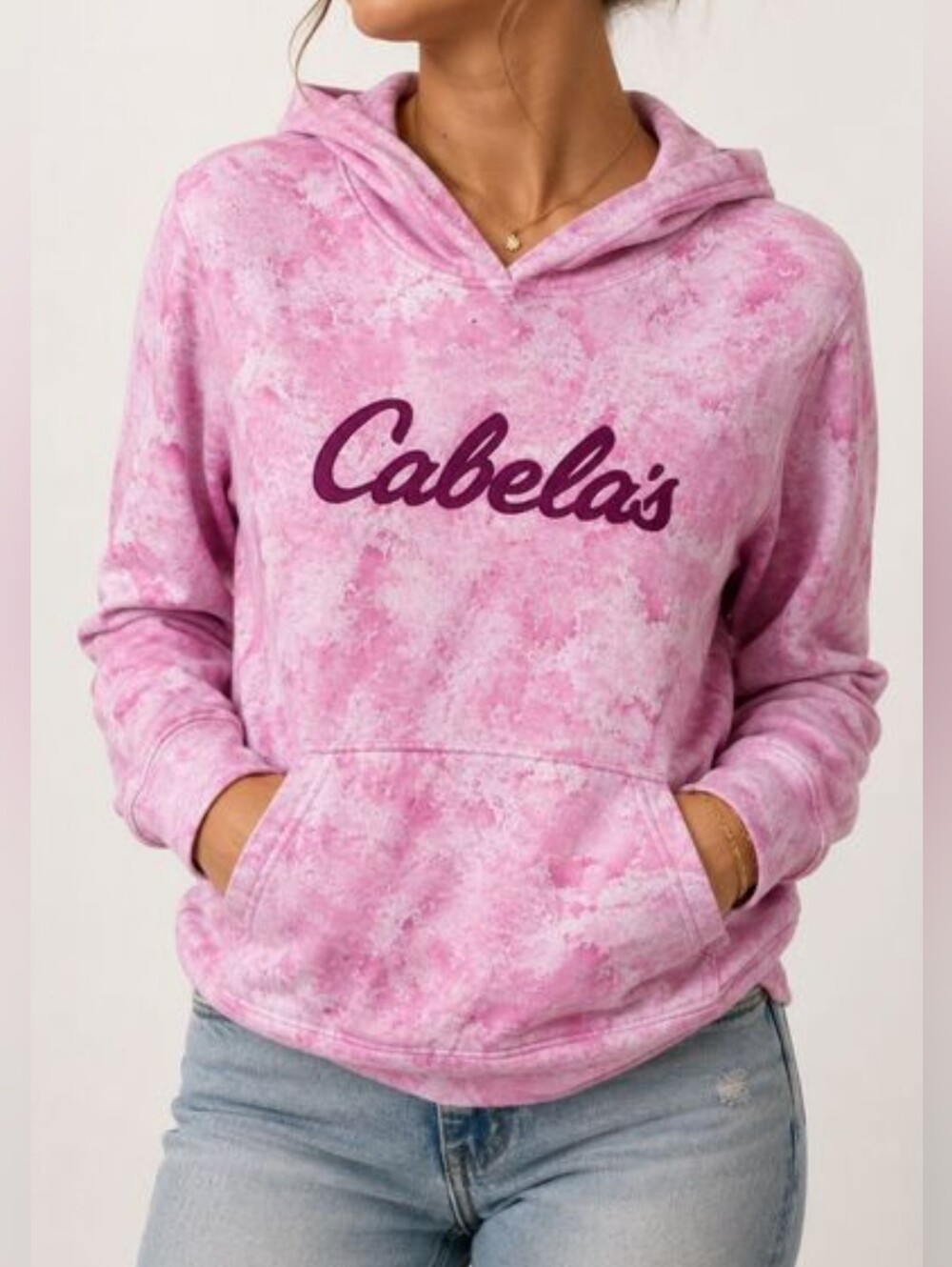Cabela's Bass Pro Shops Pink Camo Hoodie Sweatshirt Size Medium